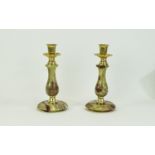 A Pair of 1960's Onyx Candlesticks. 8.25 Inches High.