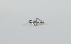 9ct White Gold Modern Design Dress Ring Set With 7 Round Brilliant Cut Diamonds, Fully Hallmarked,