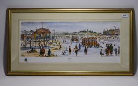 Framed Coloured Limited Edition Print entitled ' The Seaside' by Alan Tortice. Mounted and behind
