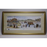 Framed Coloured Limited Edition Print entitled ' The Seaside' by Alan Tortice. Mounted and behind