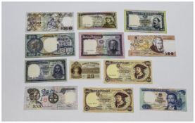 A Fine Collection of Banco De Portugal Bank Notes, All Eleven In Uncirculated Condition.
