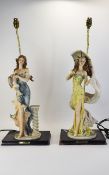 Juliana Collection Signed Pair of Tall and Elegant Figural Table Lamps,