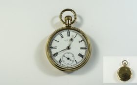 American Watch Co Waltham Keyless Gold Plated Open Faced Pocket Watch. c.1890.