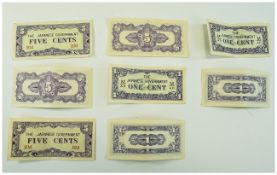 Japanese Government World War II - Invasion Currency 5 Cents BM - Burma Bank Notes ( 4 ) In Total +