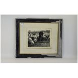 Framed Photograph Shepherd And Flock With Text ''My Soul Hath Them In Remembrance And Is Humbled