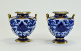 William Moorcroft Designed James Macintyre Aurelian - Ware Pair of Two Handled Vases. Transfer