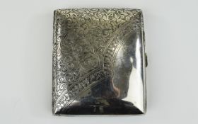 Victorian - Nice Quality Bevelled Shaped Silver Cigarette Case, Gilt Interior.