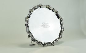 George V Sterling Silver Footed Tray, with Pie Crust Border, Hallmark London 1927,