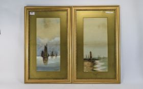 W Turner Pair of Framed Watercolours, seascapes, Signed and titled 'On the Clyde' and 'Lynmouth,