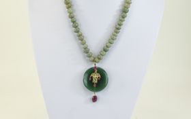 Early 20th Century Jadeite Necklace and Pendant;