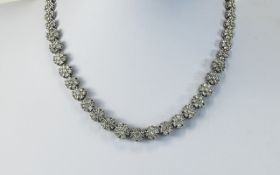 A Nice Quality Silver Stone Set Necklace. Fully Hallmarked. 16 Inches In Length.