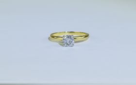 18ct Gold Diamond Ring round modern brilliant cut diamond, 4 claw setting.