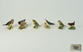 Beswick Bird Figures ( 6 ) In Total. 1/ Gold Crest No 2415. 2/ Bullfinch No 1042. 3/ Robin. 4/