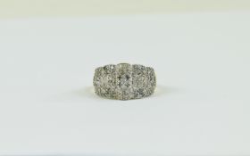 9ct Gold Diamond Cluster Ring set with fancy blue and white round cut diamonds, Fully hallmarked.