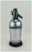 Sparklets Streamline - Chrome and Green Enamel 1940's Soda Syphon and Stand, with The Art Deco Lock,