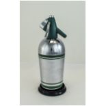 Sparklets Streamline - Chrome and Green Enamel 1940's Soda Syphon and Stand, with The Art Deco Lock,