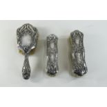 Walker and Hall Very Fine Art Nouveau Silver 3 Piece Matched Brush Set.