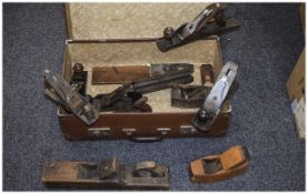 Suitcase Containing A Large Quantity Of Woodworking Planes Including Stanley Record ETC.