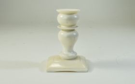 Early 20thC Turned Ivory Candle Holder, Square Convex base,