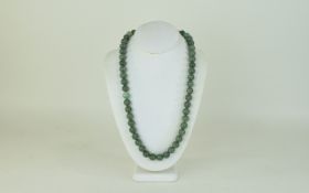 Modern Stained Jadeite Stone Bead Necklace. Length 24 inches.