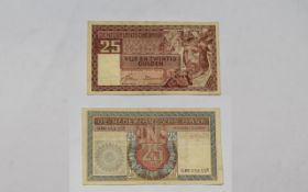 Netherlands 25 Gulden King Solomon Bank Note - Date 1949. Ser Num 6BC052358. E.F Condition - See