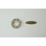 Victorian 9ct Gold Set Seed Pearl and Sapphire Brooch. Hallmark Birmingham 1896, 1.