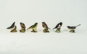 Beswick Bird Figures ( 6 ) In Total. 1/ Robin No 980. 2/ Nuthatch No 2413, 3/ Grey Wagtail No