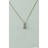 Ladies 9ct White Gold Set Single Stone Round Brilliant Cut Diamond Pendant Attached to a 9ct Gold