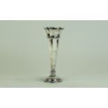 Edwardian Silver Vase with Fluted Stem and Handkerchief Shaped Rim, Raised on a Circular Base,