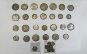 A Very Good Collection of World Silver Coins, In V.F - E.F Condition ( 30 ) Coins In Total.