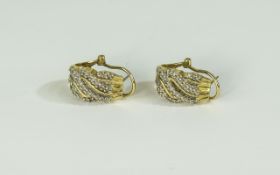 Ladies Pair of 9ct Yellow Gold Diamond Set, Pair of Earrings. Fully Hallmarked. Est 1ct of Diamonds.