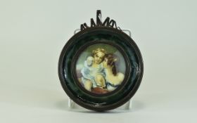 A Very Fine and Signed Miniature Painting on Ivory of a Young Mother and Child,