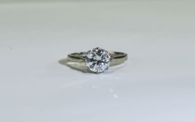 18ct White Gold Set Single Stone Diamond Ring, The Round Brilliant Cut Diamond of Good Colour.