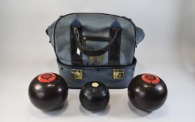 Crown Green Bowls 'Green Master, The Waterloo', With a bowling bag.