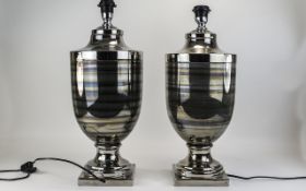 A Fine Impressive and Stylish Pair of Large 1950's Chrome Table Lamps, In Excellent Condition.