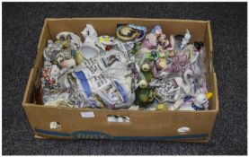 Box Of Misc Pottery, Comprising Ornaments, Figures, Vases, Animals etc