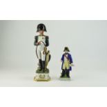 Two Various Capodimonte Style Figures of Napoleon,the larger shown in classic pose, in military