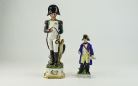 Two Various Capodimonte Style Figures of Napoleon,the larger shown in classic pose, in military