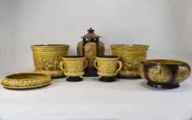 Sylvac Pottery Collection Of 7 Moulded Pieces To Include A Pair Of large Jardinieres Mould Number