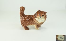 Beswick Cat Figure ' Persian Cat ' - Ginger Colour way, Standing Tall Erect. Model No 1898. Designer