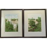 Pair Of Jan Dingle Limited Edition Framed Prints Titled Anglers Edge And Fishermans Mere, Both