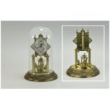 Schatz 400 Day Anniversary Clock with Glass Dome and Ornate Decorated Cream Painted Dial. Stands