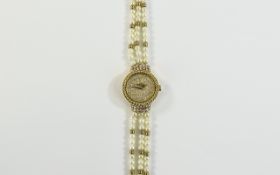 18ct Gold Diamond Set Ladies Wristwatch, Diamond Set Dial Marked Montre Royale, Rope Twist Bezel,
