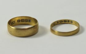 22ct Gold Wedding Bands ( 2 ) Rings In Total. Both Fully Hallmarked for 22ct. 6.3 grams.