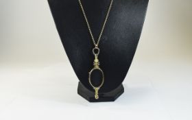 Antique 9ct Gold Lorgnettes with Attached 9ct Gold Chain.