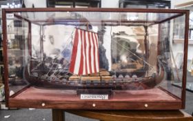 Scratch Built Model Of The Oseberg Viking Ship, Housed In A Custom Built Perspex Case,