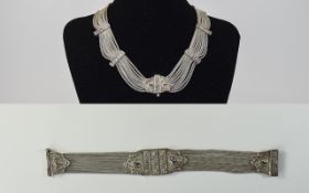 Antique - Mid Eastern Very Fine Impressive and Ornate Handmade Silver Matching Necklace and