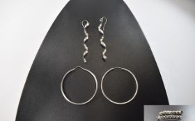 3 Pairs Of Silver Earrings