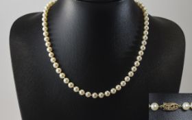 Vintage Top Quality Cultured Pearl Necklaces with Art Deco 9ct Gold Clasps. Fully Hallmarked.