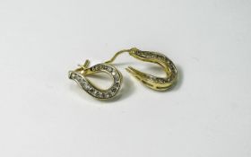 Ladies 9ct Gold Pair of Diamond Set Earrings. Fully Hallmarked. Est Diamond Weight 50 pts.